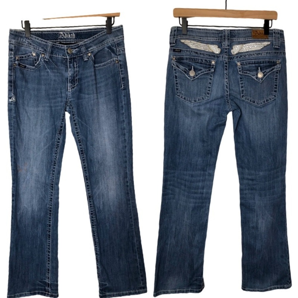 Adiktd Jeans Women's Size‎ 6 Blue Bootcut Embellished Pockets Western Cowgirl